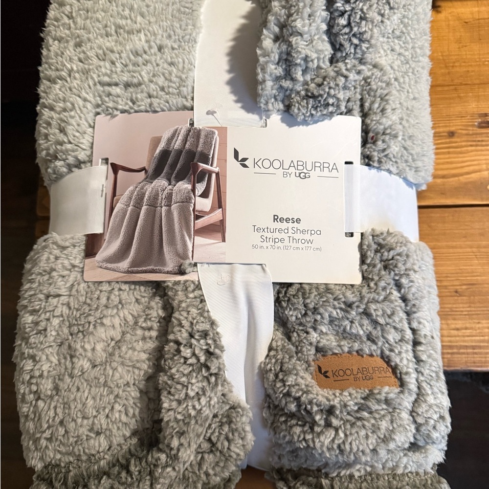 Koolaburra Gray Textured Sherpa Stripe Throw
